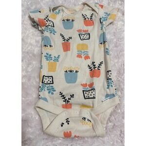 Gerber Baby onesie Cute Potted Plants Print Short Sleeve Snap 0-3 Months‎